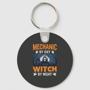Halloween Mechaniker bei Tag, Hexe bei Nacht Schlüsselanhänger
