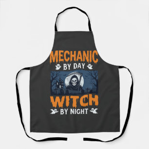 Halloween Mechaniker bei Tag, Hexe bei Nacht Schürze