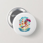 Halloween Meerjungfrau auf Broom Button (Vorne & Hinten)