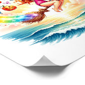 Halloween Meerjungfrau auf Broom Poster (Ecke)