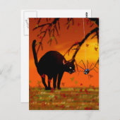 Halloween Meeting - Black Cat and Spione Postkarte (Vorne/Hinten)