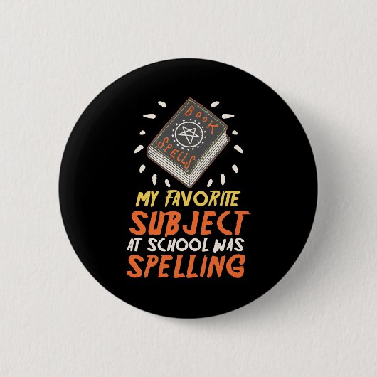 Halloween mein Lieblingsfach in der Schule Button (Vorderseite)