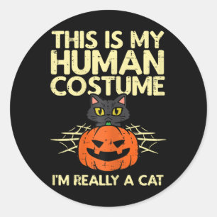 Halloween mein menschliches Kostüm in einem Kat-Ko Runder Aufkleber