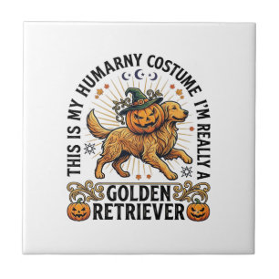 Halloween-Menschenkostüm Golden Retriever Kürbis W Fliese