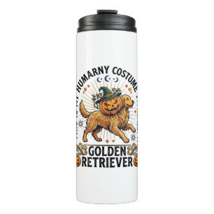 Halloween-Menschenkostüm Golden Retriever Kürbis W Thermosbecher