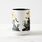 Halloween "Meow & Woof at Midnight" Cat & Werewolf Tasse (Zentrum)
