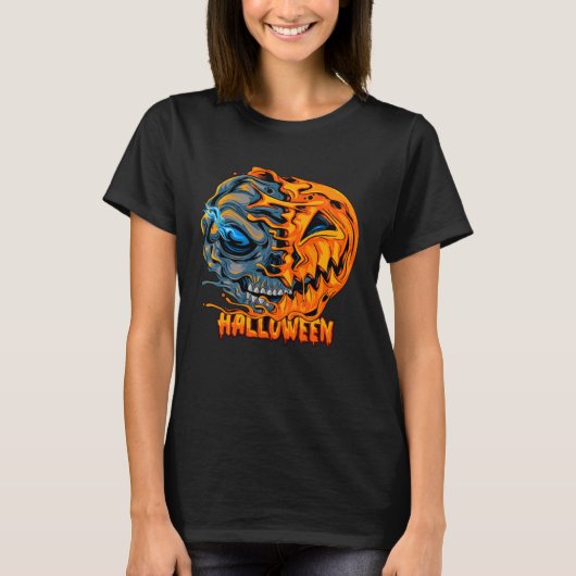 Halloween Mergs Skull Pumpkin beängstigend Powerfu T-Shirt (Vorderseite)