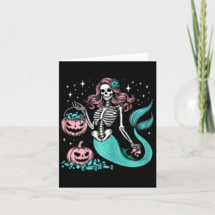 Halloween Mermaid Funny Skeleton Karte