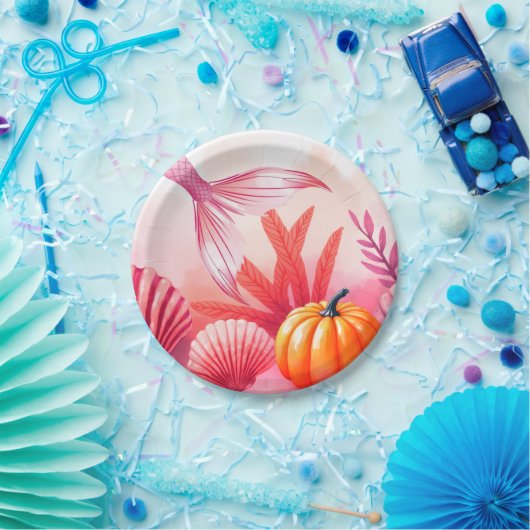 Halloween Mermaid Pink  Pappteller (Party)
