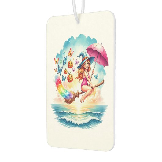 Halloween Mermaid Witch on Broom Autolufterfrischer (Links)