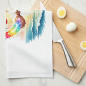 Halloween Mermaid Witch on Broom Geschirrtuch (Viertel Falte)