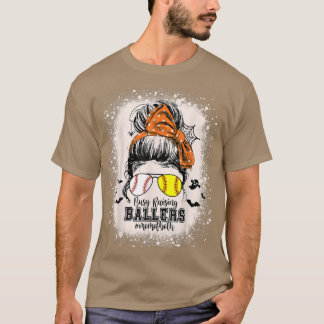 Halloween Messy Bun Mama von beiden Baseball Softb T-Shirt