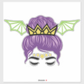 Halloween Messy Bun mit Bat Wings Aufkleber (Blatt)