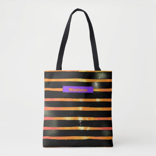 Halloween Metallic Stripe Personalisiert Trick Lec Tasche (Vorderseite)