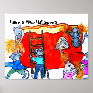 HALLOWEEN MICE CLEAN DER PUMPKIN POSTER