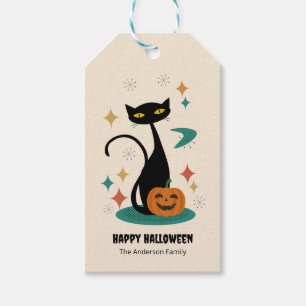 Halloween Mid Century Schwarze Katze Geschenkanhänger