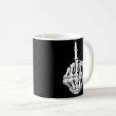 Halloween Middle Finger Skeleton Hand Skull Kaffeetasse (VorderseiteRechts)