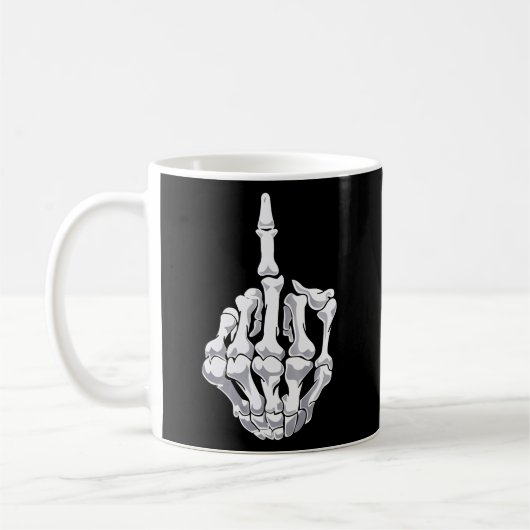 Halloween Middle Finger Skeleton Hand Skull Kaffeetasse (Links)