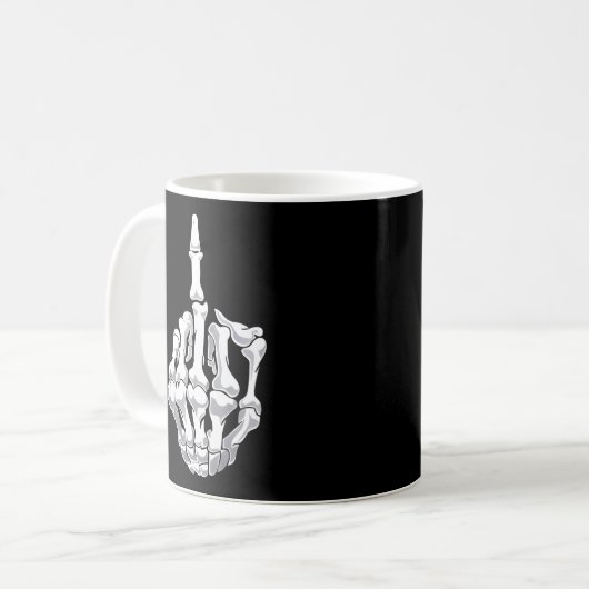 Halloween Middle Finger Skeleton Hand Skull Kaffeetasse (Vorderseite Links)