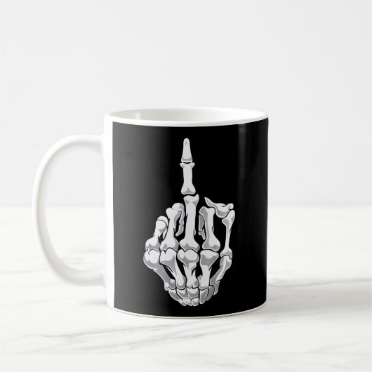 Halloween Middle Finger Skeleton Hand Skull Kaffeetasse (Links)