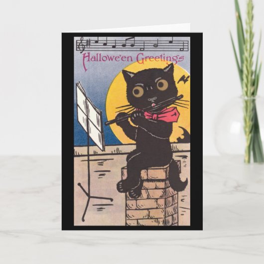 Halloween-Miezekatze Karte (Vorderseite)