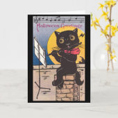 Halloween-Miezekatze Karte (Gelbe Blume)