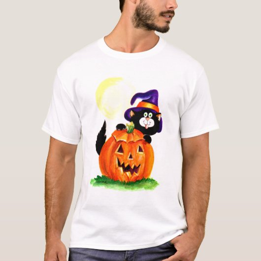 Halloween-Miezekatze T-Shirt (Vorderseite)
