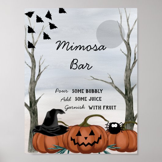 Halloween Mimosa Bar Sign, Halloween-Party Poster (Vorne)