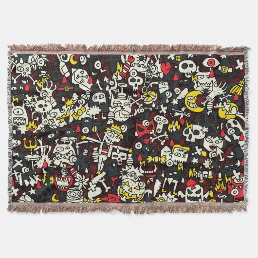 Halloween Mini Doodle Vintages Muster Decke (Vorderseite)