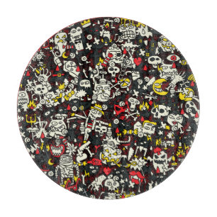 Halloween Mini Doodle Vintages Muster Schneidebrett