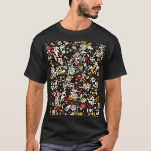 Halloween Mini Doodle Vintages Muster T-Shirt