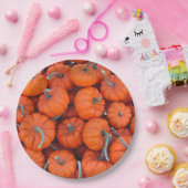 Halloween Mini Pumpkin Herbstmuster Foto Pappteller (Party)