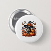 Halloween Miniature Schnauzer Dog Pumpkin Herbst F Button (Vorne & Hinten)