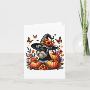 Halloween Miniature Schnauzer Dog Pumpkin Herbst F Karte