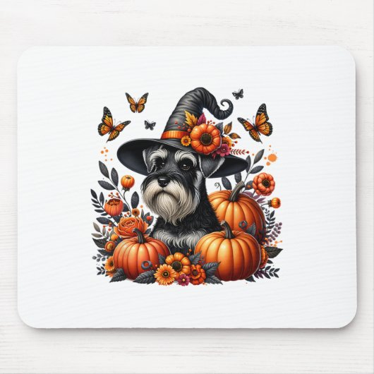 Halloween Miniature Schnauzer Dog Pumpkin Herbst F Mousepad (Vorne)