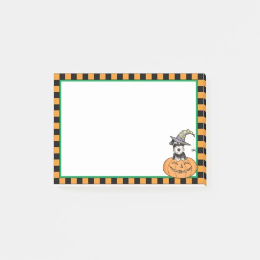 Halloween Miniature Schnauzer Post-it Klebezettel (Vorderseite)