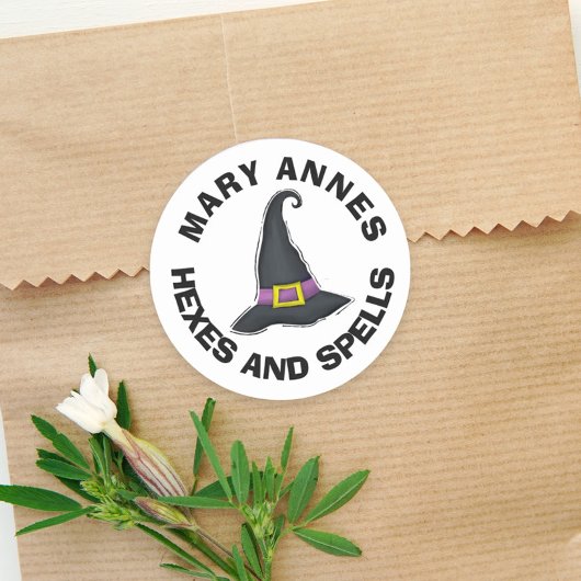 Halloween Minimalistisch Hexen Hat Whimsical Gefal Runder Aufkleber