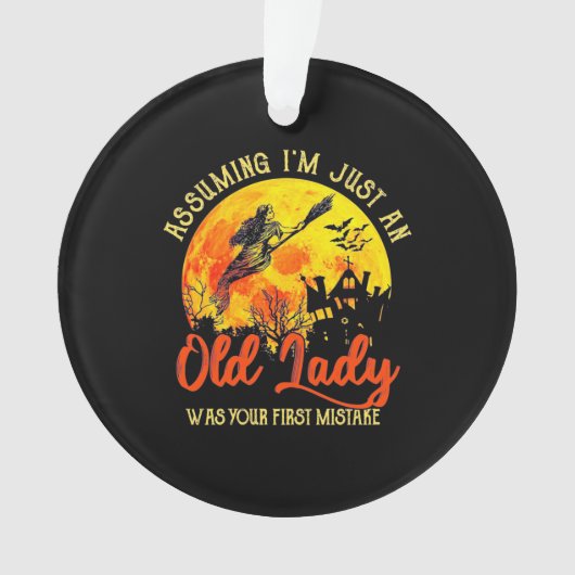 Halloween mit alter Dame Ornament (Vorderseite)