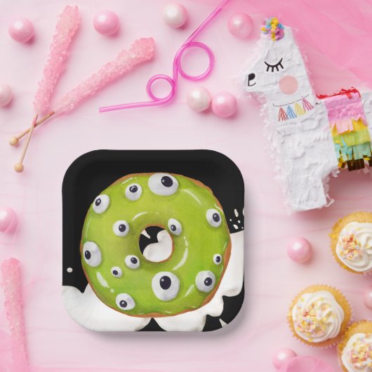 Halloween Mit Augen grünes Monster Donut Pappteller (Party)