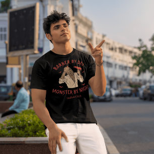 Halloween mit Barber by Day, Monster by Night T-Shirt