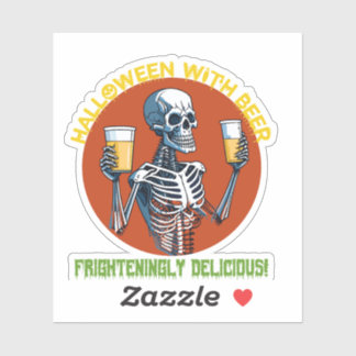 Halloween mit Bier Aufkleber