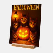 Halloween mit Cat Orange Digital Art Acrylschild (Winkel)