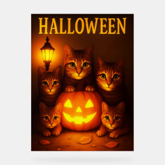 Halloween mit Cat Orange Digital Art Acrylschild