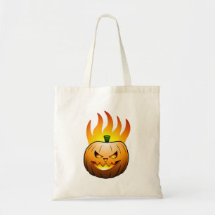 Halloween mit feurigem Jack O'lantern Tragetasche