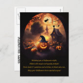 Halloween mit Kürbislaterne Hexe Niedlich Feiertagspostkarte (Vorne/Hinten)