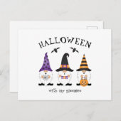 Halloween mit meinen Gnomen Lila Orange Postkarte (Vorne/Hinten)