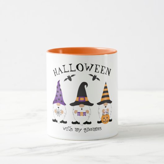 Halloween mit meinen Gnomen Lila Orange Tasse (Zentrum)