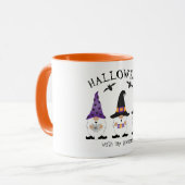 Halloween mit meinen Gnomen Lila Orange Tasse (Vorderseite Links)