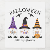 Halloween mit meinen Gnomen Lila Orange Weinetikett (Einzelnes Label)