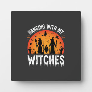 Halloween mit meinen Hexen hängend Vintage Mond Fotoplatte